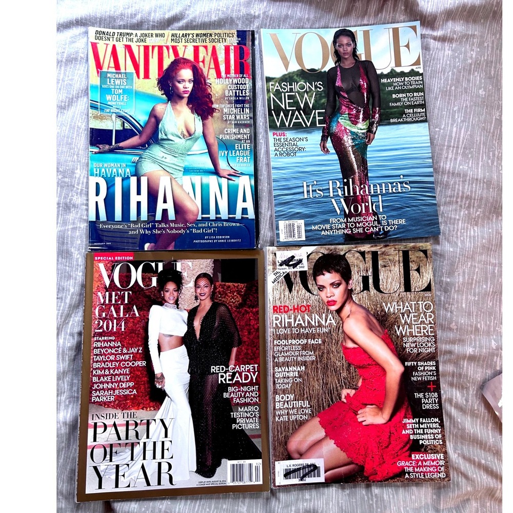 Rihanna Vogue Vanity Fair Magazine Lot 4pc 2012-2016 Met Gala Beyonce Cover